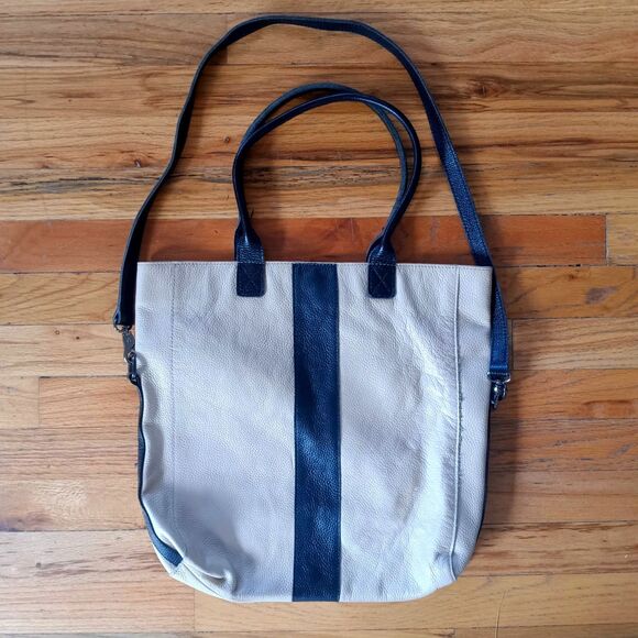 NOT Rationale EUGENIA cream leather tote stripe  Handmade Argentina - Picture 1 of 10